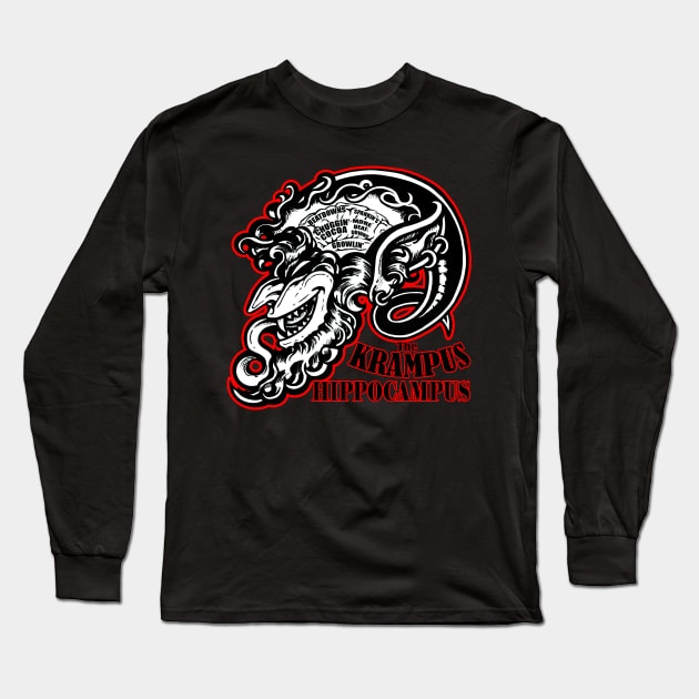 The Krampus Brain - Krampus Hippocampus - Red Outlined Version Long Sleeve T-Shirt by Nat Ewert Art